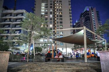 Abu Dhabi, U.A.E., November 5, 2018. Neighbourhood: "Starbucks" - It goes by many names. Starbucks. New York. This small square in Khalidiya by Jones the Grocer and Al Ain Tower is a favourite for the city's youth, a safe place where girls and boys can meet away from the watchful eye of parents. Victor Besa / The National Section: NA Reporter: Anna Zacharias