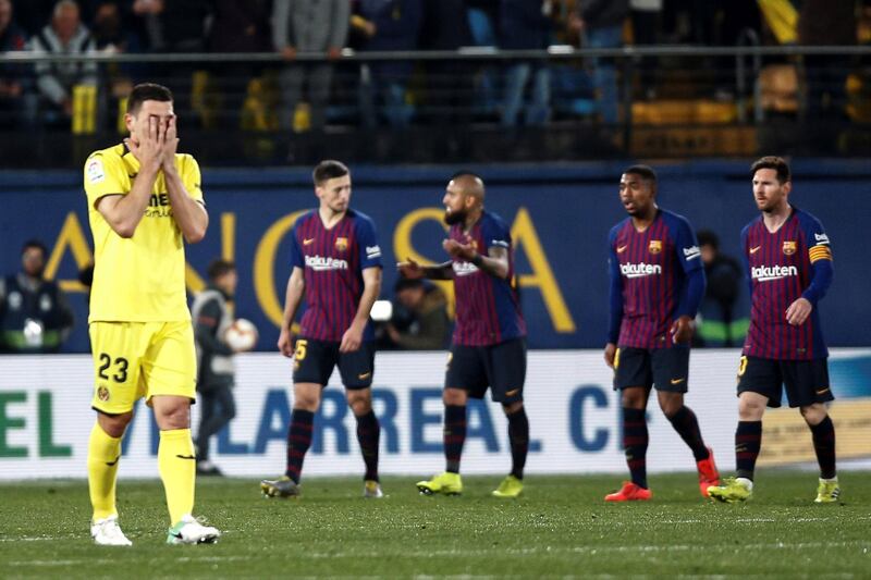 Villarreal's Daniele Bonera reacts at the end of the match. EPA
