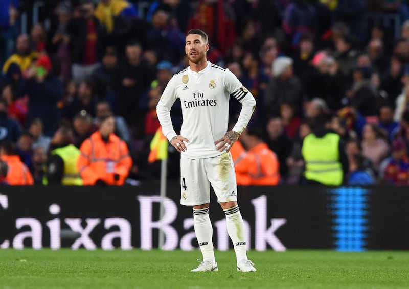 Sergio Ramos of Real Madrid looks dejected as Luis Suarez of Barcelona scores his sides third goal during the La Liga match between FC Barcelona and Real Madrid CF at Camp Nou in Barcelona, Spain. Getty Images