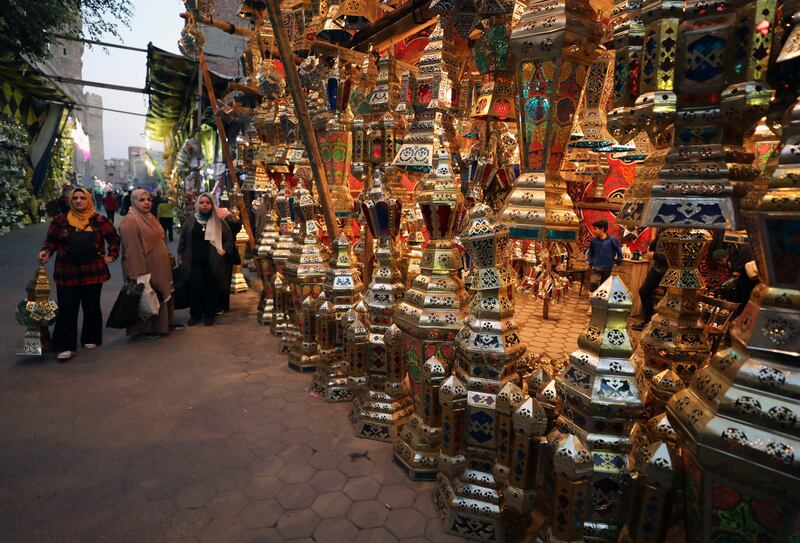 
Traditional 'Fanous' lanterns are displayed in a market in Cairo, Egypt, 04 March 2024.  People put up decorations and ornaments as part of the celebration of the holy month of Ramadan, which is expected to start in Egypt on 11 March.  Muslims around the world celebrate the holy month of Ramadan by praying during the night time and abstaining from eating, drinking, and sexual acts during the period between sunrise and sunset.  Ramadan is the ninth month in the Islamic calendar and it is believed that the revelation of the first verse in the Koran was during its last 10 nights.   EPA / KHALED ELFIQI