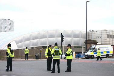 Police outside the Manchester Arena, which has a capacity of 21,000. Dave Thompson / Getty Images