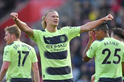 Erling Haaland scored twice in Manchester City's 4-1 win at Southampton. EPA