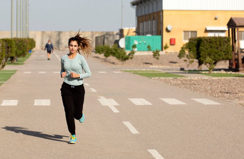 Ms Saeedi jogs at the company's sports complex.