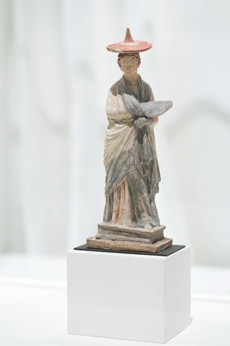 Woman figurine, Boeotia, Greece, circa 275 to 250 BCE, from the Musée du Louvre. Photo: Department of Culture and Tourism - Abu Dhabi