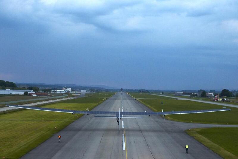 Solar Impulse 2 has a 72-metre wingspan, similar to that of an Airbus A380, with 17,000 solar cells built into the wings. Denis Balibouse / Reuters