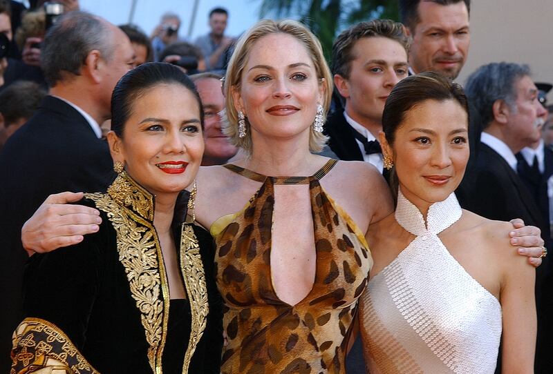 Christine Hakim, Sharon Stone and Yeoh at the opening ceremony of the 55th Cannes Film Festival in May 2002. AFP