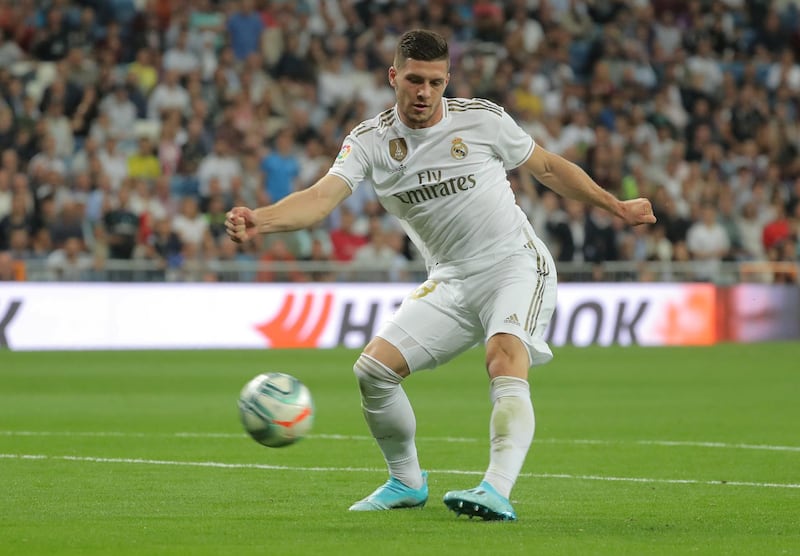 FILE PHOTO: Soccer Football - La Liga Santander - Real Madrid v Osasuna - Santiago Bernabeu, Madrid, Spain - September 25, 2019  Real Madrid's Luka Jovic shoots at goal            REUTERS/Juan Medina/File Photo