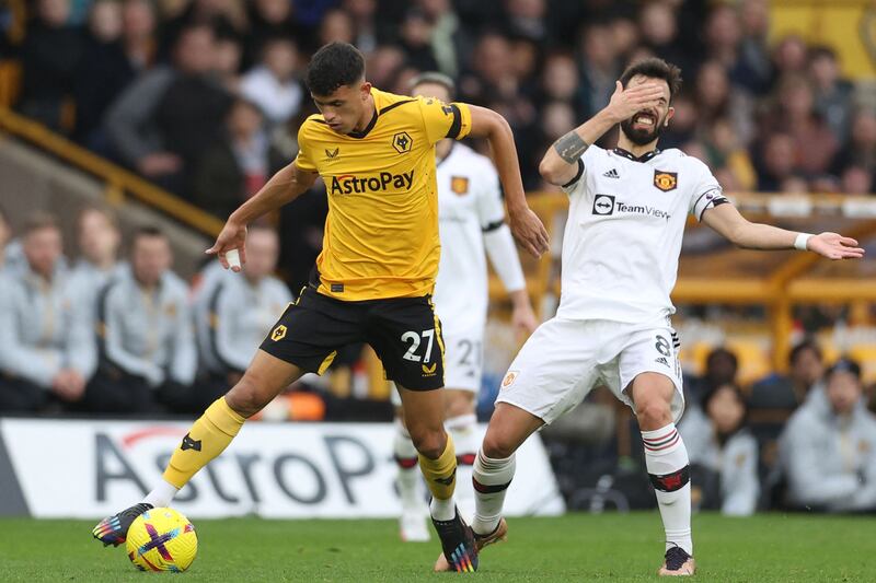 Matheus Nunes 6: Back in starting line-up, Portuguese midfielder kept things simple in possession. Bundled to floor by double challenge of Shaw and Fred in second half that should have earned Wolves free-kick in dangerous position after but somehow ignored by referee – much to home fans’ frustrations. AFO