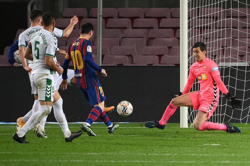 Messi scores his second goal. AFP
