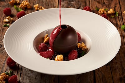 The sfera di cioccolato is one of the vegan dessert options at Ronda Locatelli at Atlantis, The Palm. Courtesy Atlantis, The Palm