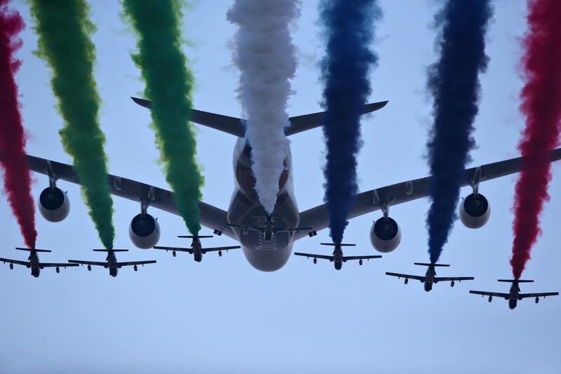 The flyby before the Abu Dhabi Formula One Grand Prix at Yas Marina Circuit. Getty Images