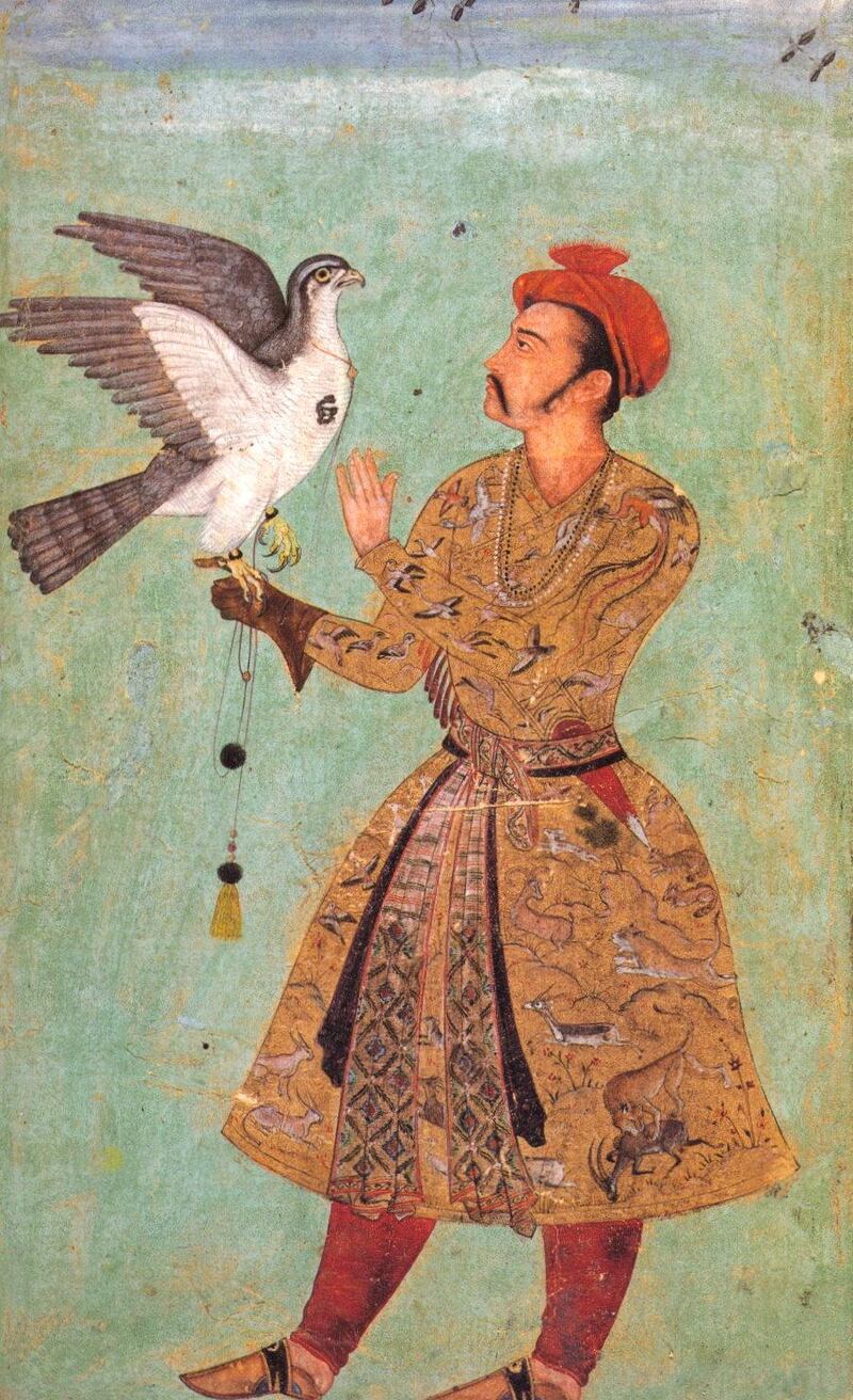 Emperor Akbar - Los Angeles County Museum of Art. 'Royal figure with falcon' by an unknown artist. The painting dates between 1600 and 1605.