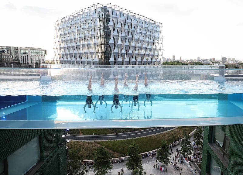 The Sky Pool at Embassy Gardens in London is the world's first 'floating' pool. Getty Images