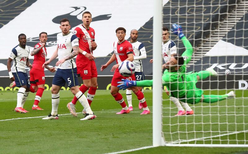 Southampton's English striker Danny Ings scores the opening goal. AFP