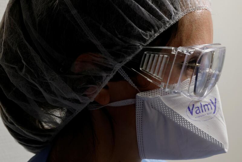 A medical worker in the Intensive Care Unit where patients suffering from the coronavirus disease  are treated at Cambrai hospital, France. Reuters