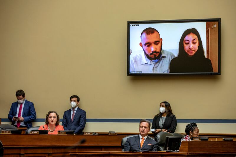 Felix and Kimberly Rubio, parents of Lexi Rubio, 10, a victim of the mass shooting in Uvalde, Texas, speak before the committee. The New York Times / AP