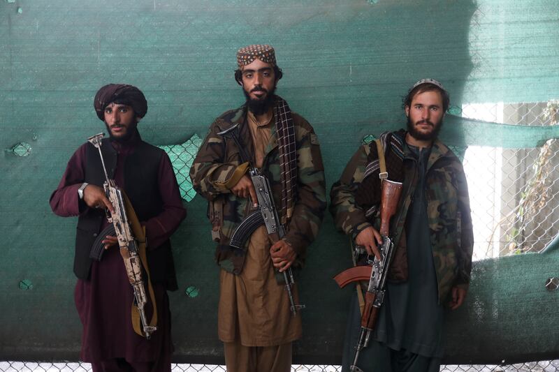 Taliban soldiers in Bagram Air Base in Parwan. Reuters