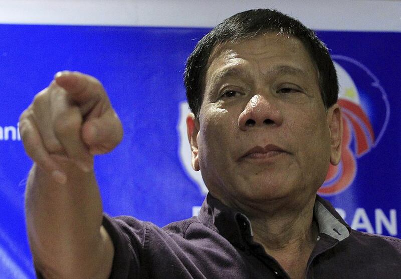 Rodrigo Duterte is the leading opinion polls in the run-up to the May 9 Philippine presidential election. Romeo Ranoco / Reuters
