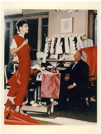 Christian Dior with model Lucky, circa 1955. Courtesy Christian Dior 