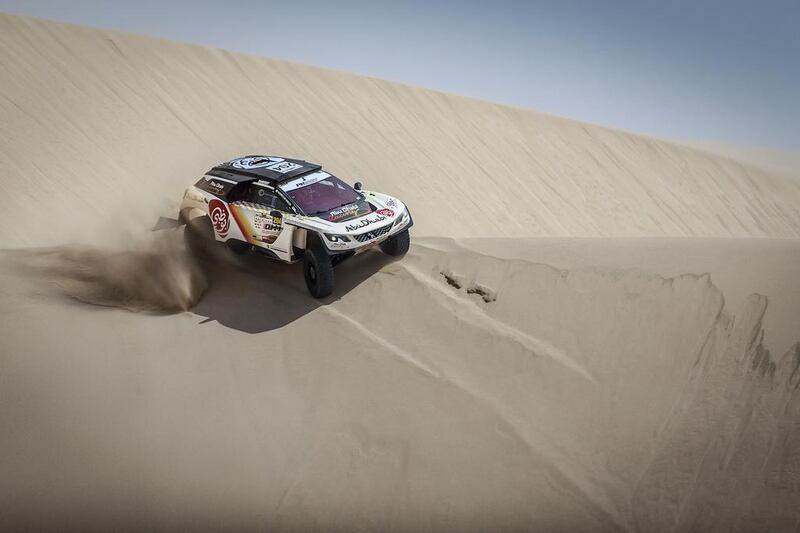 Sheikh Khalid Al Qassimi in action on Day 4 of the Qatar Cross Country Rally. Courtesy Abu Dhabi Racing