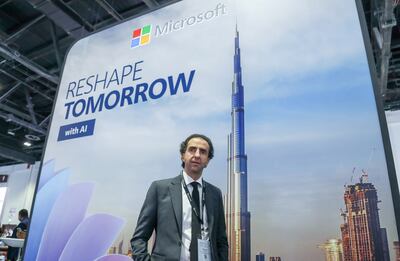 Naim Yazbeck, general manager of Microsoft UAE, at Gitex Global in Dubai. Leslie Pableo / The National