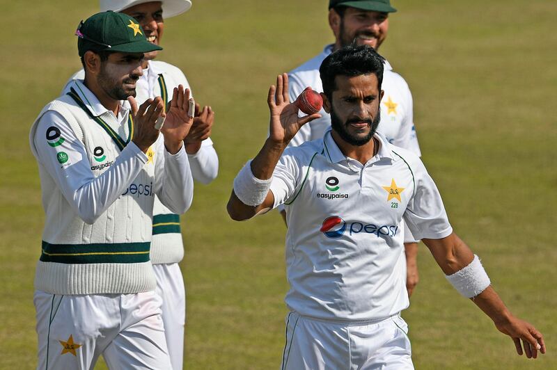 Pakistan's Hasan Ali after he took five wickets against South Africa during Day 3 of second Test at Rawalpindi Cricket Stadium on February 6. AFP