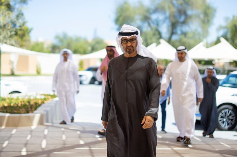 President Sheikh Mohamed arrives at Al Mushrif Palace. Ryan Carter / UAE Presidential Court 