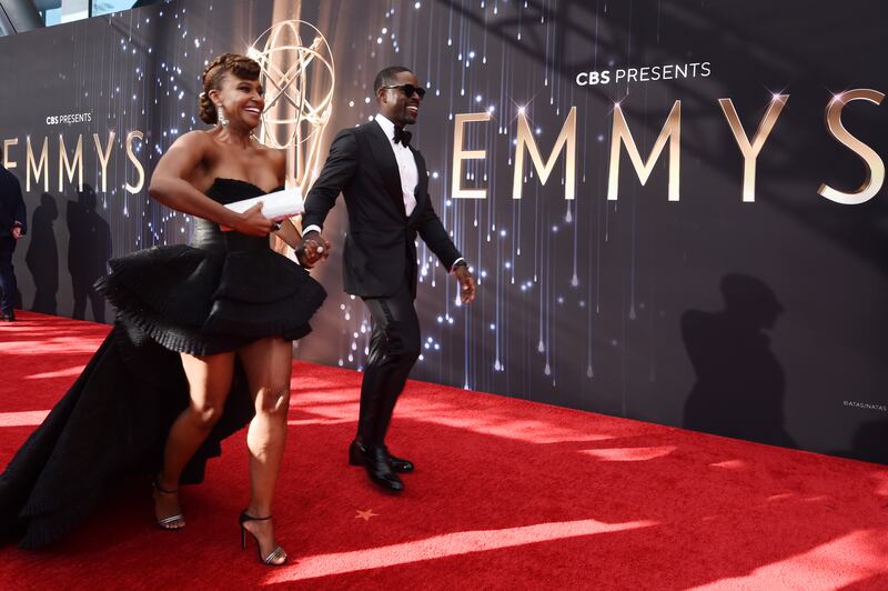 Ryan Michelle Bathe, left, and Sterling K Brown on the red carpet. AP