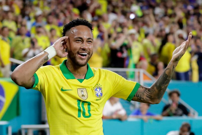 Neymar reacts after assisting Casemiro's goal. AP Photo