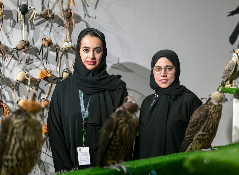 Salma and Mariam Al Dhaheri are two of the three sisters behind Al Sharagha Falconry. Khushnum Bhandari / The National