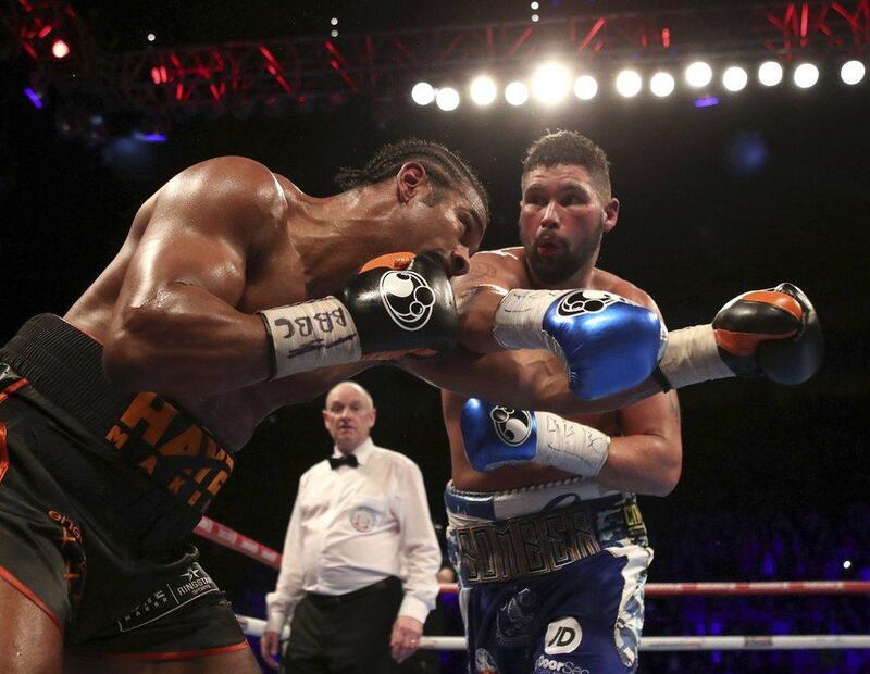 Tony Bellew, right, won the first contest against an injured David Haye in March 2017. Nick Potts / PA
