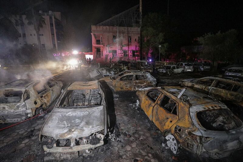 The scene of destruction at Al Ahli hospital after an air strike in Gaza city. EPA
