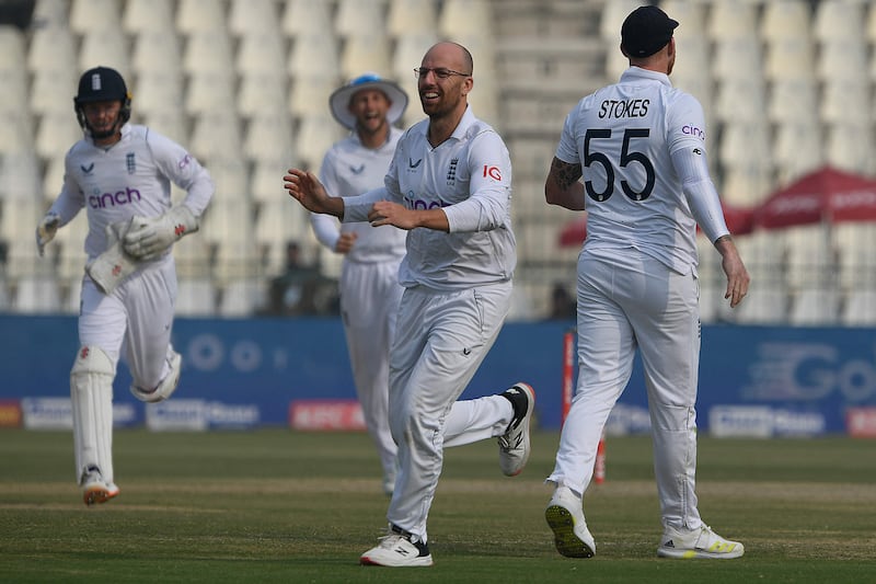 England spinner Jack Leach finished with 4-98 after Pakistan's first innings.