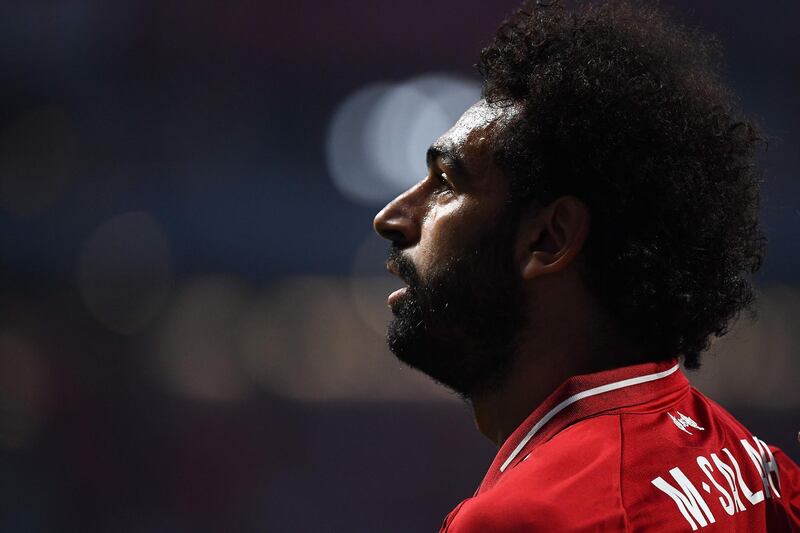 Liverpool's Egyptian forward Mohamed Salah looks on during the final. AFP