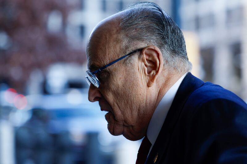 Rudy Giuliani, the former personal lawyer for Donald Trump, outside a federal courthouse in Washington. AFP