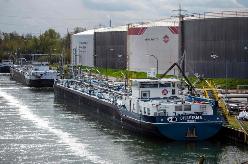 A tanker at a fuel depot with heating oil in Germany. An EU ban on Russian oil imports could lead to a further rally in crude prices. AFP