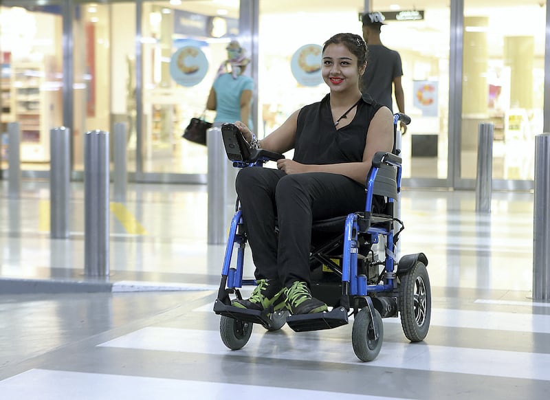 Dubai, 09, March, 2017: Shobhika Kalra, founder of WingsOfAngelz, who uses a wheelchair and the metro to get around pose during the interview  in Dubai. ( Satish Kumar / The National ) 
ID No: 24733
Section: News
Reporter: Dana Moukhallati *** Local Caption ***  SK-ShobhikaKalra-09032017-04.jpg