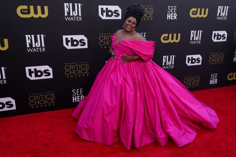 US comedian Nicole Byer in a bubblegum pink gown at the 27th Critics Choice Awards in March. EPA 