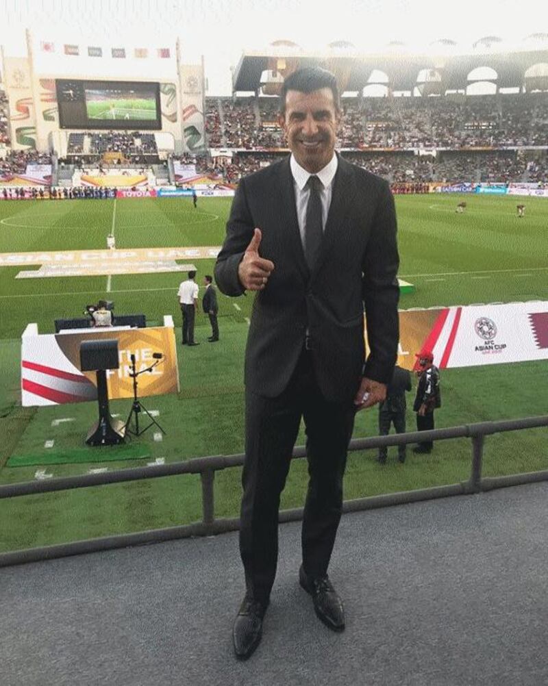  Retired Portuguese footballer Luis Figo was in the UAE to talk yoga, health and fitness at the XYoga Dubai Festival. While in the UAE he also made an appearance at the AFC Asian Cup in Abu Dhabi on February 2. Instagram / Luis Figo 