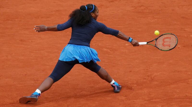 FILE PHOTO: Tennis - French Open Womens Singles Semifinal match - Roland Garros - Serena Williams of the U.S. vs Kiki Bertens of the Netherlands - Paris, France - 03/06/16 Williams reutrns the ball. REUTERS/Gonzalo Fuentes    Picture Supplied by Action Images/File Photo