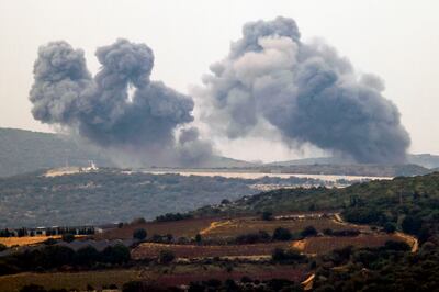 Smoke billows in the southern Lebanese village of Marwahin. AFP