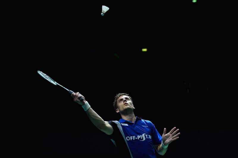 Hans-Kristian Vittinghus of Denmark in action against Chen Long of China in the men’s singles final at the BWF Destination Dubai World Superseries Finals. Christopher Lee / Getty Images