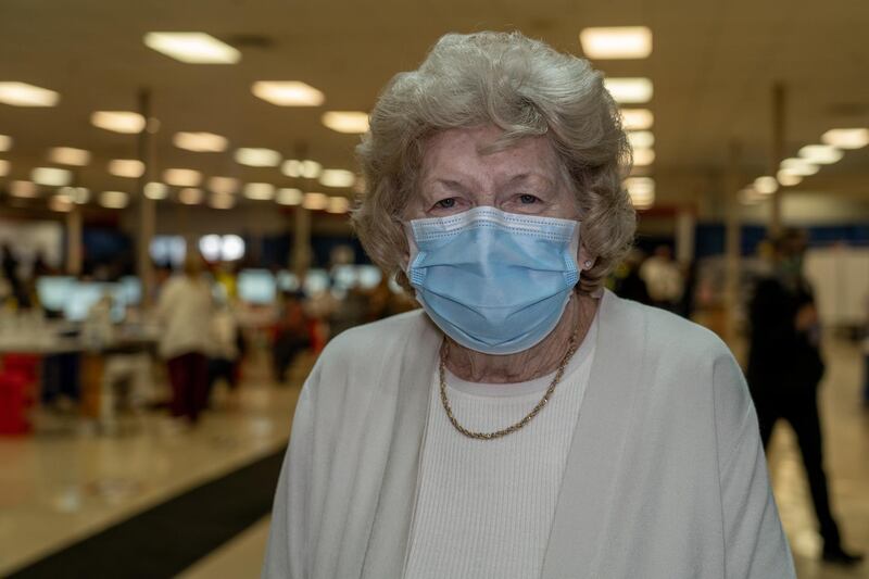 Alice Dean, 80, received her second dose of the Covid-19 vaccine at clinic outside of Morgantown, West Virginia. Willy Lowry / The National