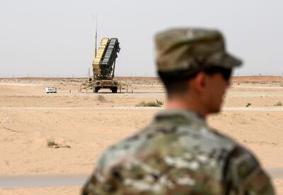 A Patriot missile battery at Prince Sultan Air Base in Saudi Arabia in 2020. AP