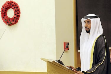 Sheikh Mohammed bin Nahyan, son of Minister of Tolerance Sheikh Nahyan bin Mubarak, gave a special address at the ceremony. Satish Kumar for The National    