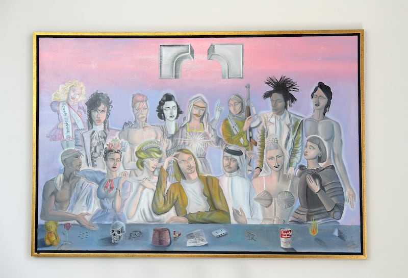 His favourite artwork, meanwhile, is this take on Da Vinci's 'Last Supper' by Emirati artist Rashed Al Mansoori, which shows various pop and historical figures, including Madonna, Lady Diana, Frida Kahlo, Jean-Michel Basquiat, David Bowie, Kurt Cobain, Tupac, Prince, Asmahan Jaber Jassim, Joan of Arc and JonBenet Ramsey.