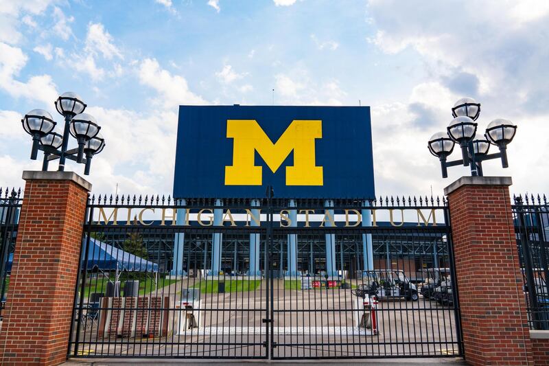 2A7H6PW Ann Arbor, MI - September 21, 2019: Entrance gate at the University of Michigan Stadium, home of the Michigan Wolverines