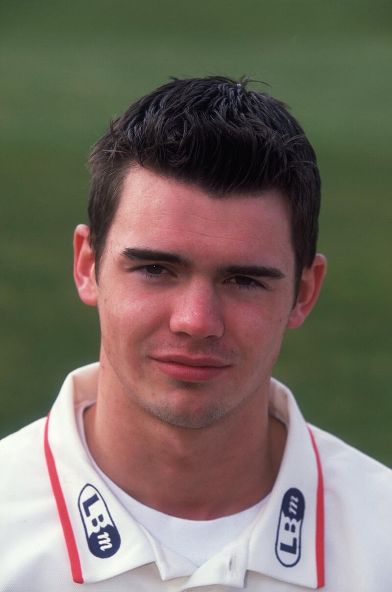 18 Apr 2001:  Headshot of James Anderson of Lancashire County Cricket Club during the Lancashire 2001 squad photoshoot held at Old Trafford, in Manchester, England. \ Mandatory Credit: Michael Steele /Allsport