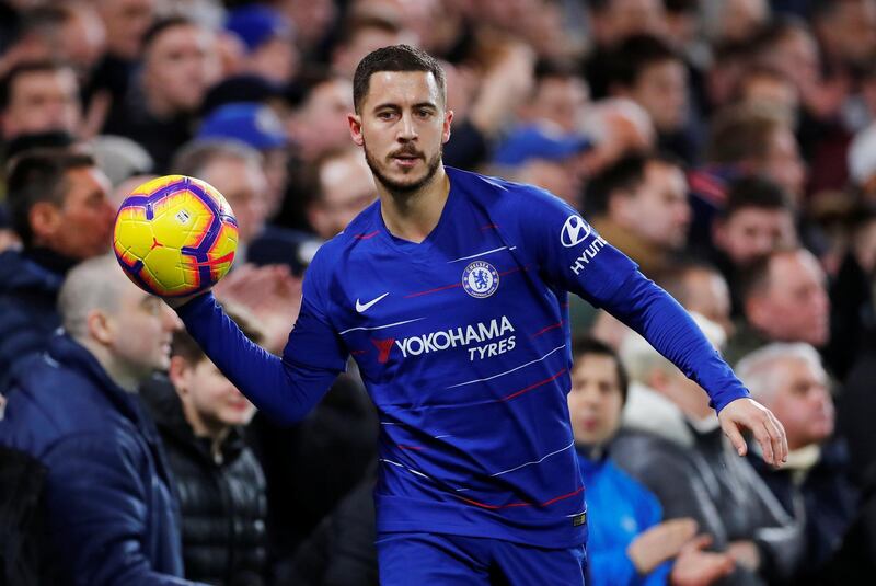Arsenal 1 Chelsea 2. Saturday, 9.30pm. A big match in the fight for the fourth Uefa Champions League spot. Arsenal's form has dipped of late and Chelsea, although they still rely heavily on Eden Hazard, pictured, are the stronger package at present and can prevail here. Reuters
