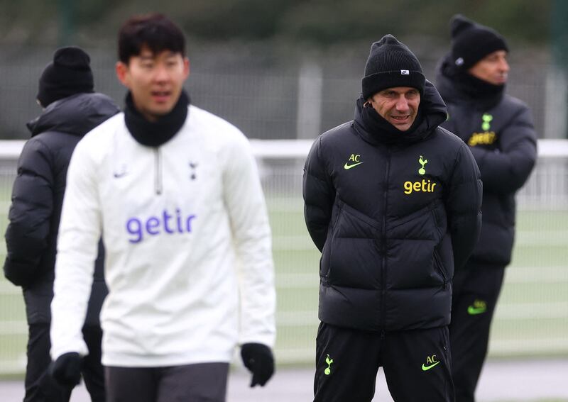 Tottenham Hotspur manager Antonio Conte during training on Tuesday, March 7, 2023, in preparation for their Champions League last-16 second-leg game against AC Milan on Wednesday. Reuters